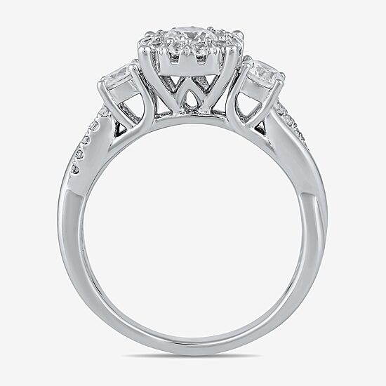 (G / I1) Womens 1 CT. T.W. Lab Grown White Diamond 10K Gold Round Halo Engagement Ring