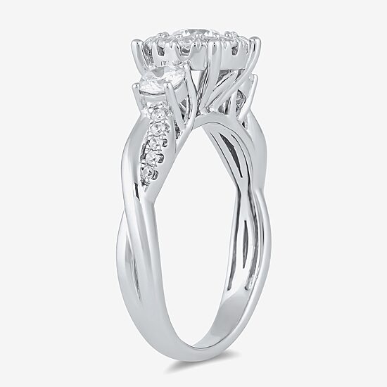 (G / I1) Womens 1 CT. T.W. Lab Grown White Diamond 10K Gold Round Halo Engagement Ring