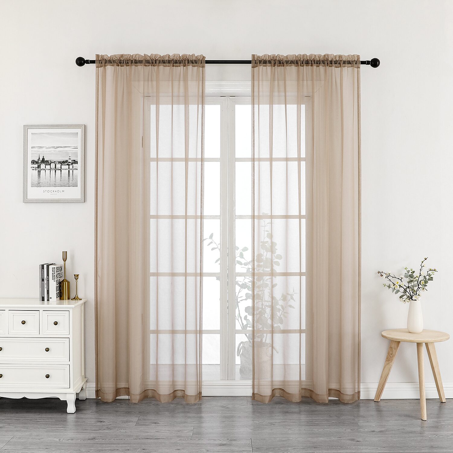 Crystal Sheer Rod Pocket Set of 2 Curtain Panel