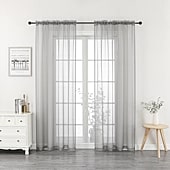 Crystal Sheer Rod Pocket Sheer Set of 2 Curtain Panel