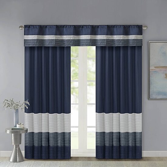 Madison Park Amador Polyoni Pintuck-Striped Rod-Pocket Valance