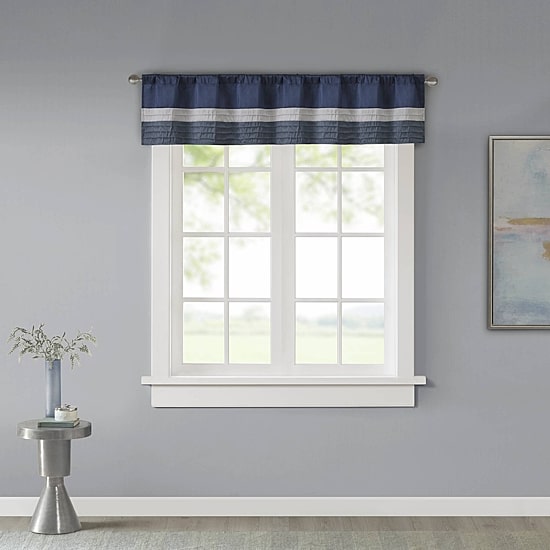 Madison Park Amador Polyoni Pintuck-Striped Rod-Pocket Valance