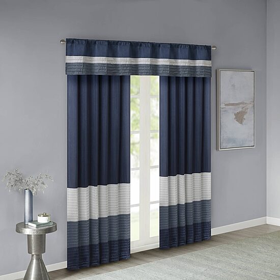 Madison Park Amador Polyoni Pintuck-Striped Rod-Pocket Valance