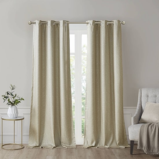 Madison Park Leighton Energy Saving 100% Blackout Grommet Top Set of 2 Curtain Panel