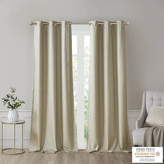Madison Park Leighton Energy Saving 100% Blackout Grommet Top Set of 2 Curtain Panel