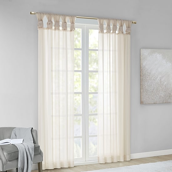 Madison Park Elowen Tab Top Sheer Set of 2 Curtain Panel