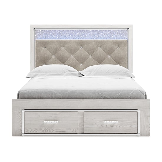 Signature Design by Ashley Altyra Upholstered Bed with 2 Storage Drawers in White
