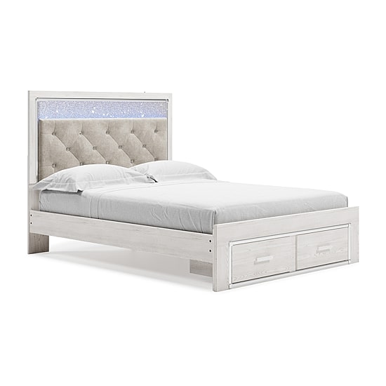 Signature Design by Ashley Altyra Upholstered Bed with 2 Storage Drawers in White