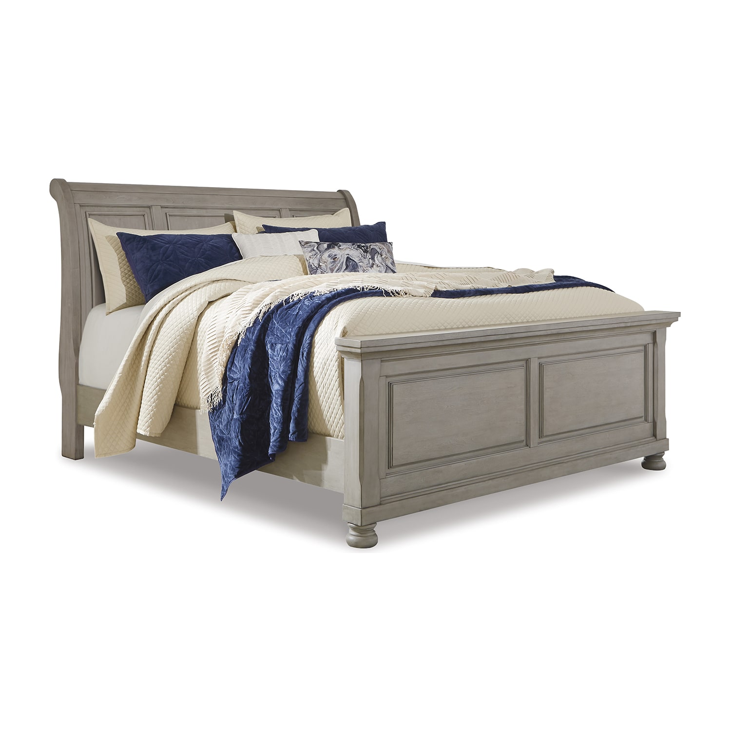 Signature Design by Ashley Lettner Sleigh Bed in Light Gray