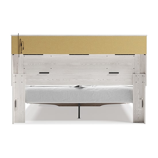 Signature Design by Ashley Altyra Panel Bed with Upholstered Bookcase Headboard in White