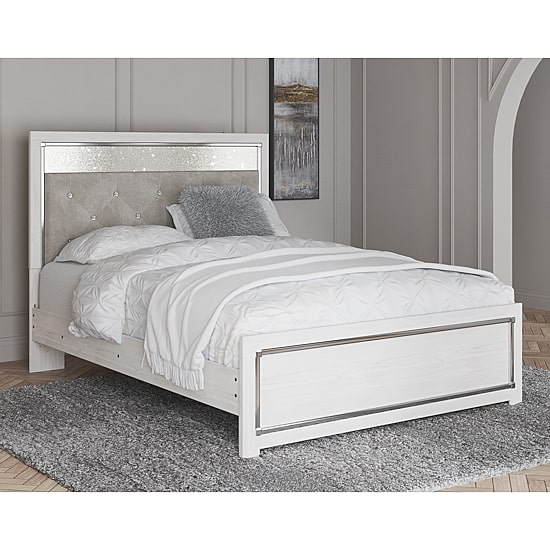 Signature Design by Ashley Altyra Panel Bed with Upholstered Headboard in White