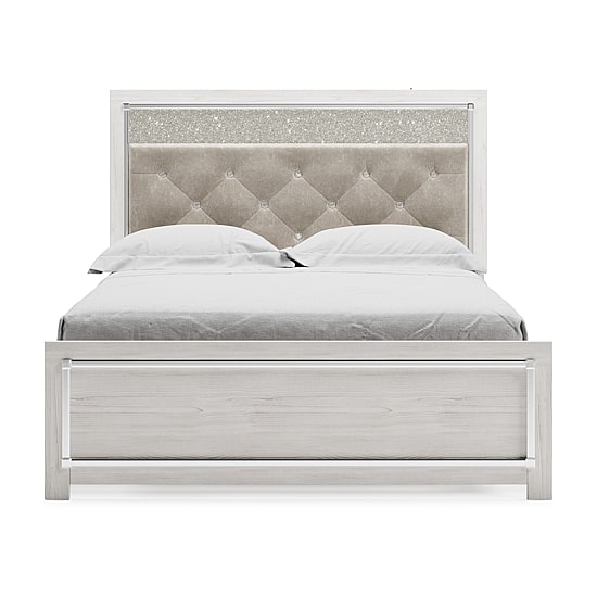 Signature Design by Ashley Altyra Panel Bed with Upholstered Headboard in White