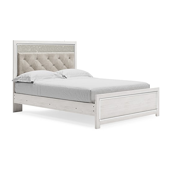 Signature Design by Ashley Altyra Panel Bed with Upholstered Headboard in White