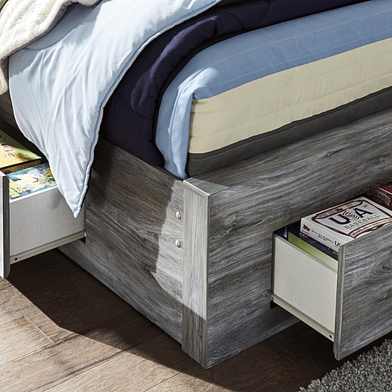 Signature Design by Ashley Baystorm Panel Bed with 6 Storage Drawers in Dark Gray