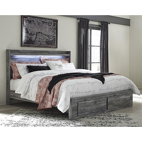 Signature Design by Ashley Baystorm Panel Bed with 2 Storage Drawers in Dark Gray