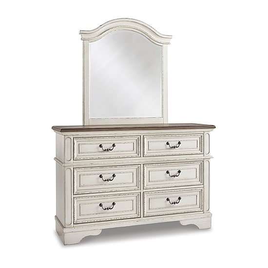 Signature Design by Ashley Realyn Youth 35" Bedroom Dresser Mirror in Chipped White