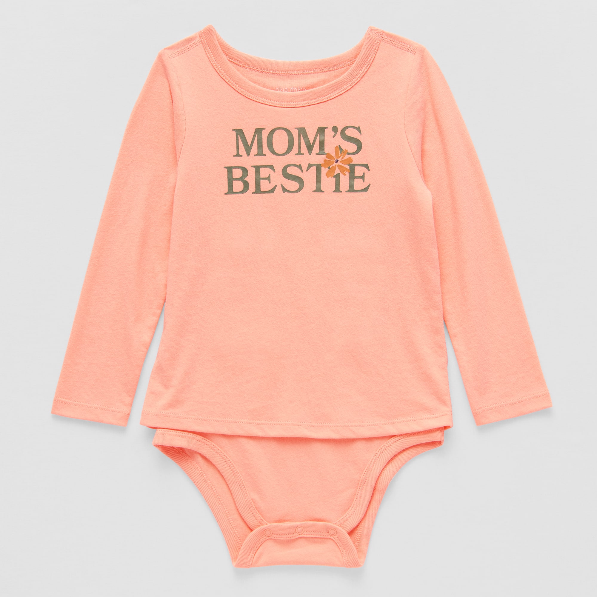 Okie Dokie Toddler Girls Bodysuit Closure U Neck Long Sleeve