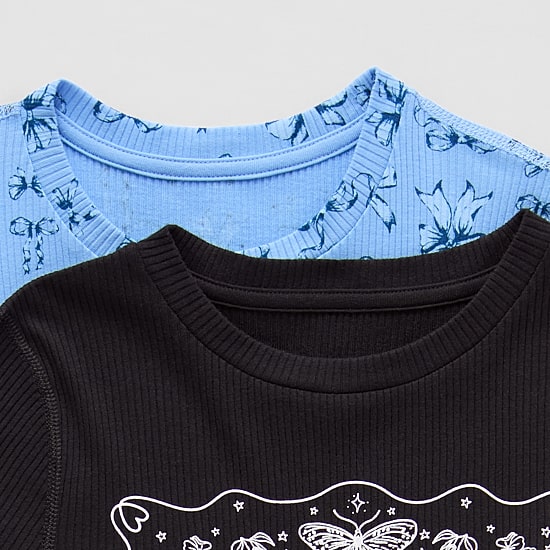 Thereabouts Little & Big Kid Girls Sensory Friendly Crew Neck Long Sleeve Adaptive Regular Fit 2-pc. Graphic T-Shirt