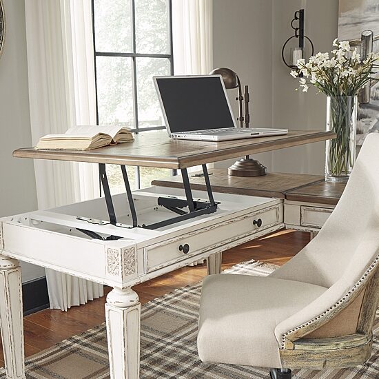 Signature Design by Ashley Realyn 60" Home Office Lift Top Desk with USB Charging