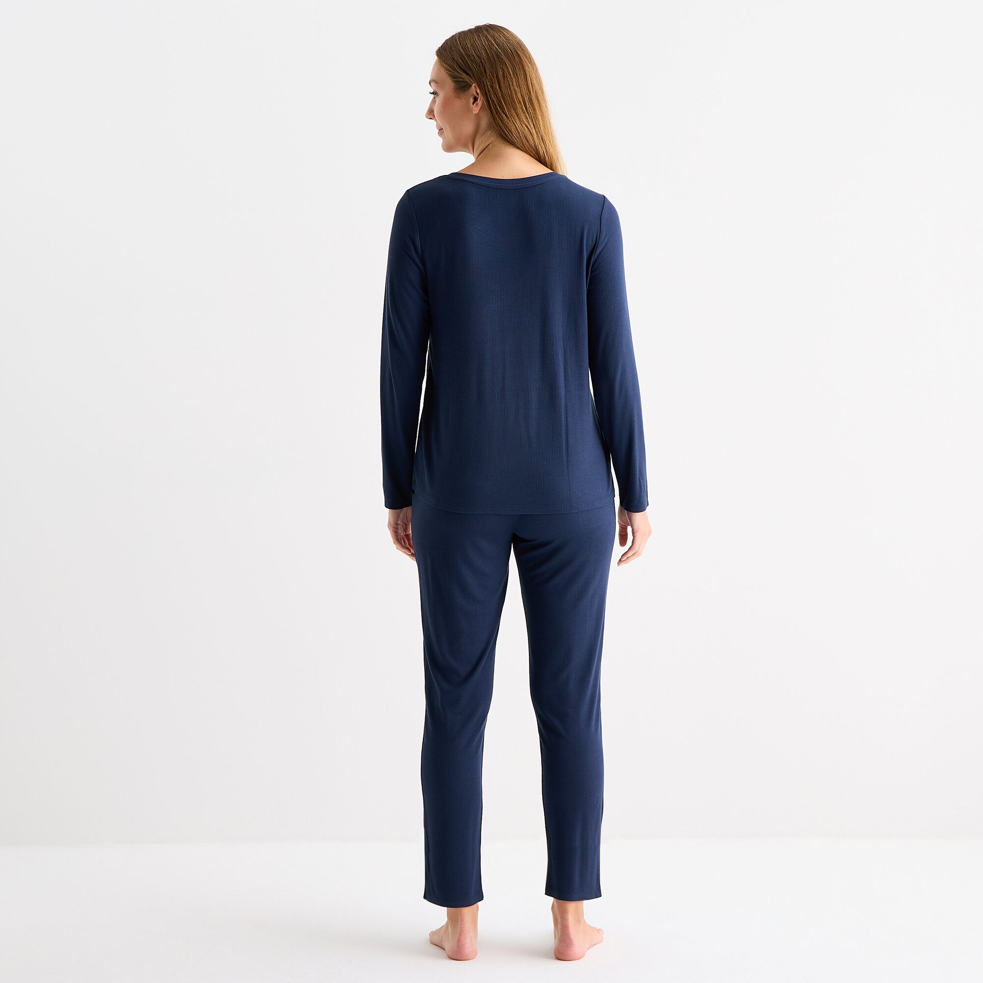 Liz Claiborne Cool and Calm Womens Rib Long Sleeve 2-pc. Pajama Set