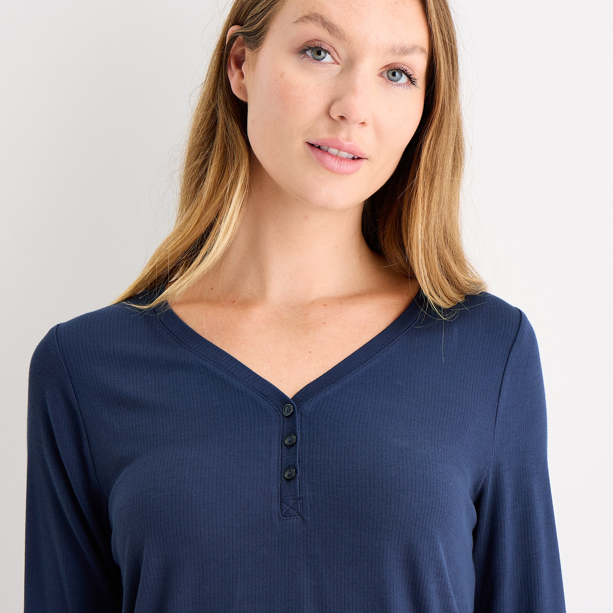 Liz Claiborne Cool and Calm Womens Rib Long Sleeve 2-pc. Pajama Set