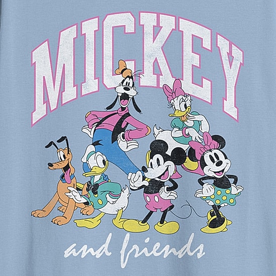 Mens Crew Neck Short Sleeve Regular Fit Mickey and Friends Mickey Mouse Graphic T-Shirt