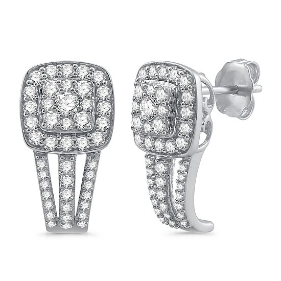 Diamond Blossom Womens 1 CT. T.W. Natural White Diamond 10K Gold Drop Earrings