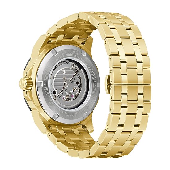 Bulova Marine Star Mens Automatic Gold Tone Stainless Steel Bracelet Watch 98a273