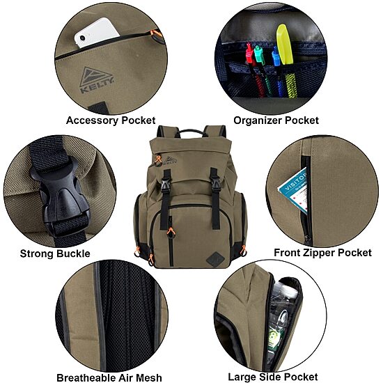 AD Sutton Kelty Deluxe Sport Flap Backpack with Drawstring