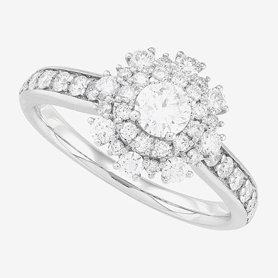 Limited Quantities! Womens 1 CT. T.W. Natural White Diamond 14K Gold Halo Engagement Ring
