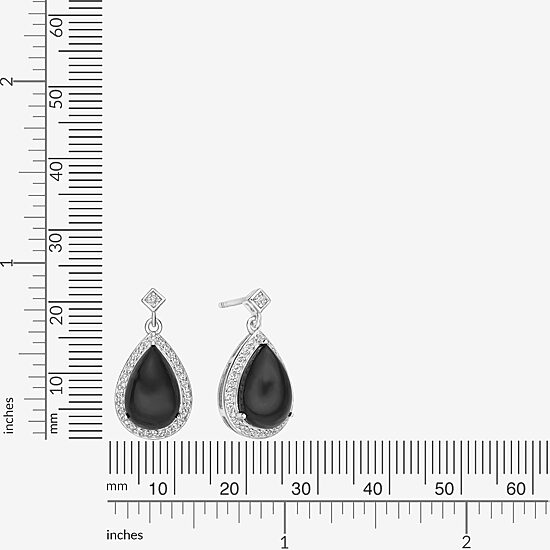 Womens Genuine Black Onyx Sterling Silver Drop Earrings