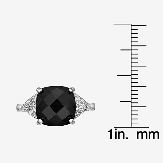Womens Genuine Black Onyx Sterling Silver Cocktail Ring