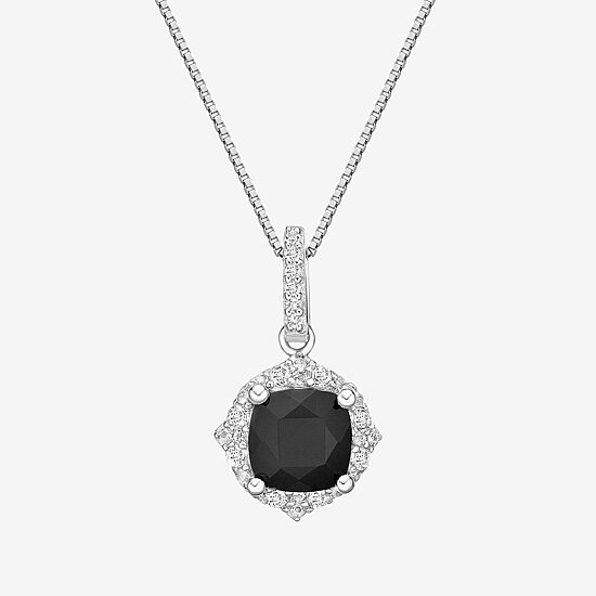 Womens Genuine Black Onyx Sterling Silver 18 Inch Pendant Necklace