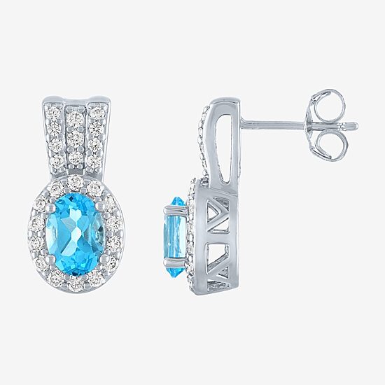Womens Genuine Blue Topaz Pure Silver Over Brass 4-pc. Jewelry Set