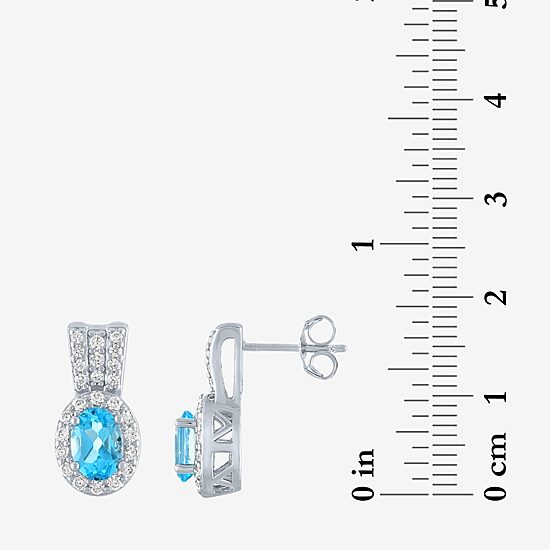 Womens Genuine Blue Topaz Pure Silver Over Brass 4-pc. Jewelry Set