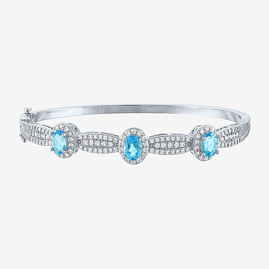 Womens Genuine Blue Topaz Pure Silver Over Brass 4-pc. Jewelry Set