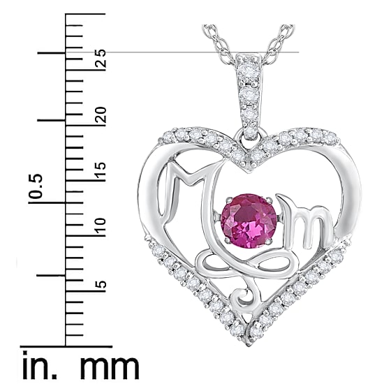 Love in Motion™ Lab-Created Pink and White Sapphire Sterling Silver Mom Pendant 