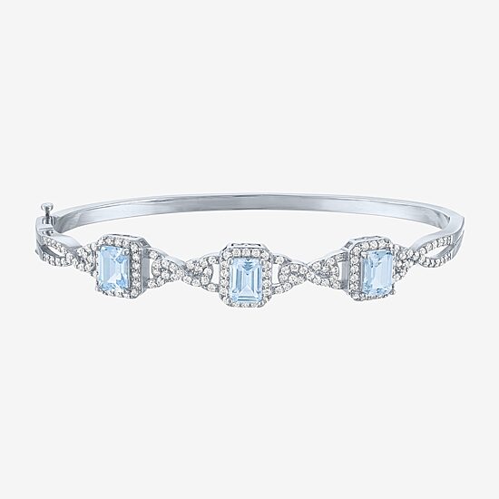 Womens 4-pc. Simulated Aquamarine & Cubic Zirconia Silver Over Brass Jewelry Set