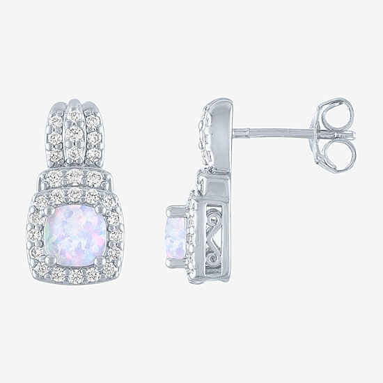 Lab-Created Opal And Cubic Zirconia Pure Silver Over Brass 4Pc Set 