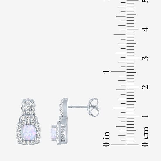 Lab-Created Opal And Cubic Zirconia Pure Silver Over Brass 4Pc Set 