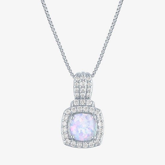 Lab-Created Opal And Cubic Zirconia Pure Silver Over Brass 4Pc Set 