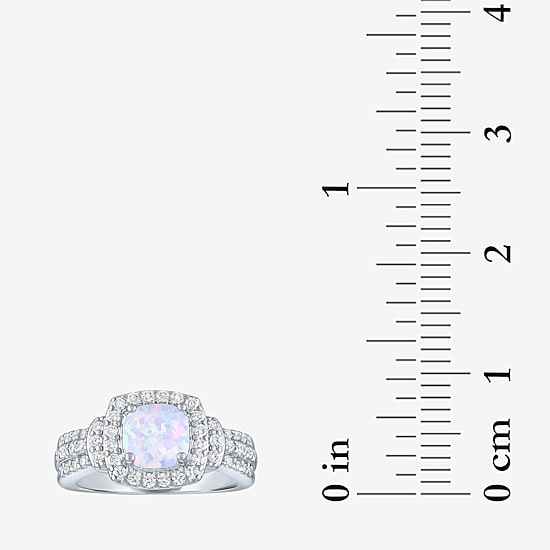 Lab-Created Opal And Cubic Zirconia Pure Silver Over Brass 4Pc Set 