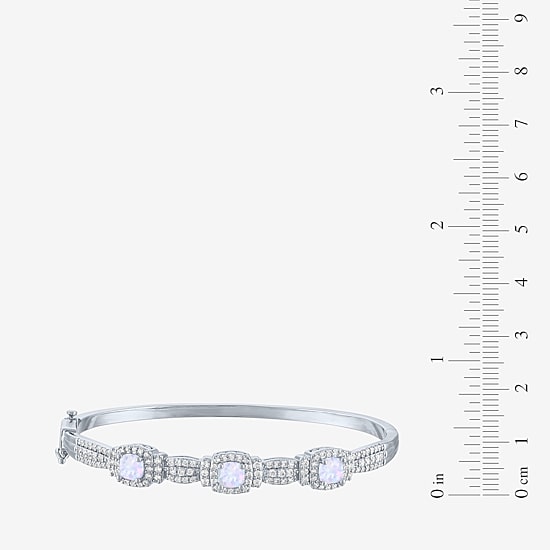 Lab-Created Opal And Cubic Zirconia Pure Silver Over Brass 4Pc Set 