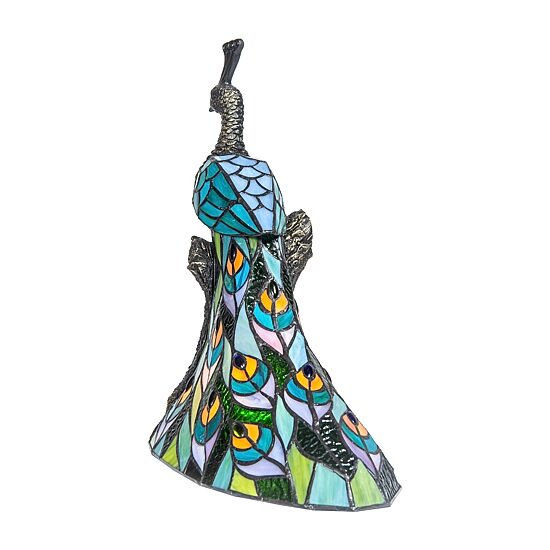 Dale Tiffany 15.5" Turquoise Kingsley Tiffany Peacock Glass Table Lamp