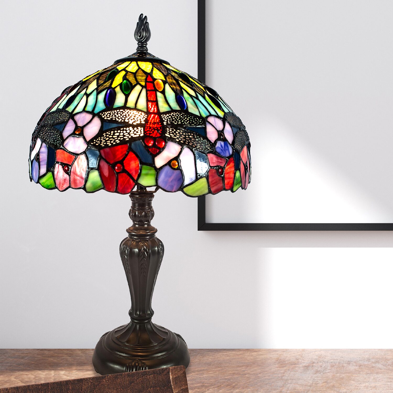 Dale Tiffany 20" Catalina Dragonfly Tiffany Glass Table Lamp