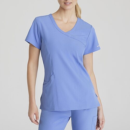 Skechers Sk102 Reliance 3-Pocket Crossover Womens Plus Tall V Neck Short Sleeve Stretch Fabric Moisture Wicking Scrub Top, 3x-large, Blue