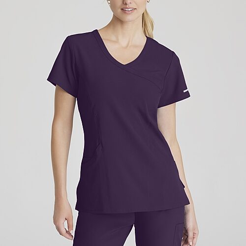 Skechers Sk102 Reliance 3-Pocket Crossover Womens Plus Tall V Neck Short Sleeve Stretch Fabric Moisture Wicking Scrub Top, 5x-large, Purple