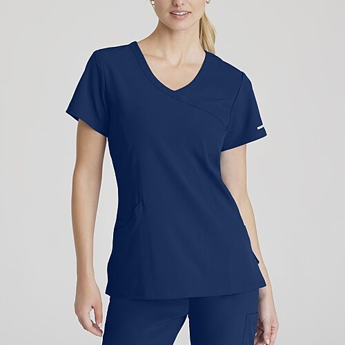 Skechers Sk102 Reliance 3-Pocket Crossover Womens Plus Tall V Neck Short Sleeve Stretch Fabric Moisture Wicking Scrub Top, 4x-large, Blue