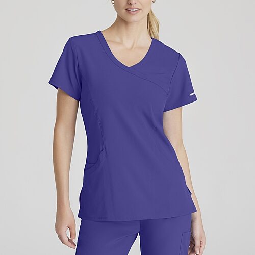 Skechers Sk102 Reliance 3-Pocket Crossover Womens Plus Tall V Neck Short Sleeve Stretch Fabric Moisture Wicking Scrub Top, 5x-large, Purple