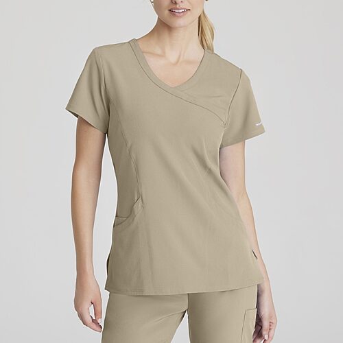 Skechers Sk102 Reliance 3-Pocket Crossover Womens Plus Tall V Neck Short Sleeve Stretch Fabric Moisture Wicking Scrub Top, 3x-large, Brown